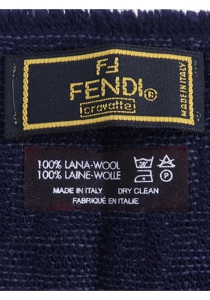 Fendi Pre-Owned Zucca-pattern fringed scarf - Blue