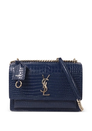 Saint Laurent Pre-Owned Sunset crocodile-effect shoulder bag - Blue