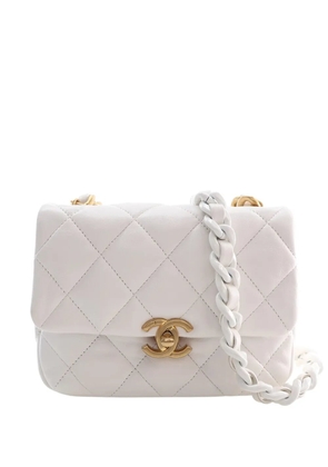 CHANEL Pre-Owned 2021-2026 Mini Quilted Lambskin Candy Chain Flap crossbody bag - White