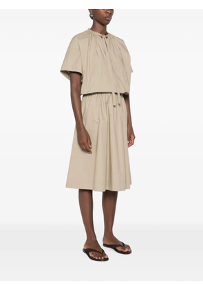 Su tie-fastening gathered-detailing midi dress - Grey