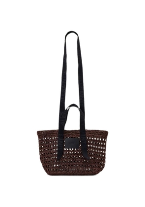 AllSaints logo-strap crochet woven mini tote bag - Brown