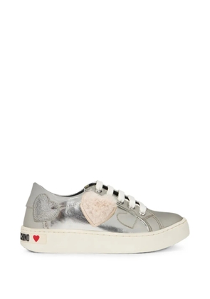 Moschino heart-patch sequin-embellished sneakers - Silver