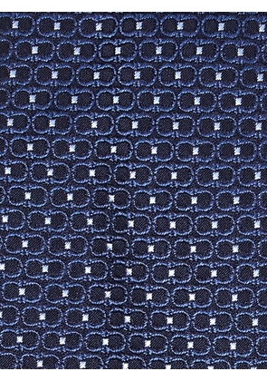Ferragamo Double-Gancini silk jacquard tie - Blue