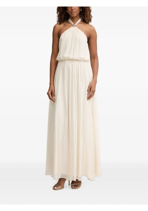 Haveone halterneck pleated maxi dress - Neutrals