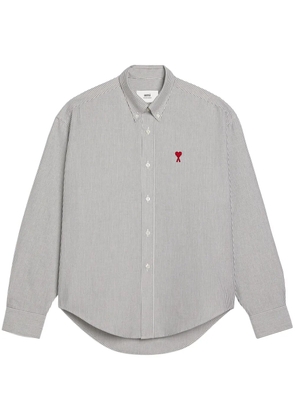 AMI Paris logo-embroidered striped cotton shirt - Blue