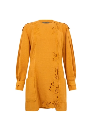 Alberta Ferretti broderie-anglaise long-sleeve mini dress - Yellow