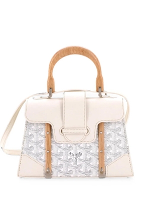 Goyard Pre-Owned Structured Saigon Top Handle Bag Coated Canvas with Leather Mini satchel - White