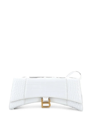 Balenciaga Pre-Owned Hourglass Stretch Sling Bag Crocodile Embossed Leather shoulder bag - White