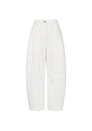 TOMBOY contrast-topstitching tapered jeans - White