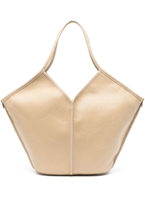 Hereu Calella Distressed leather tote bag - Neutrals
