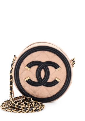 CHANEL Pre-Owned Filigree Round Clutch with Chain Quilted Caviar Mini crossbody bag - Black