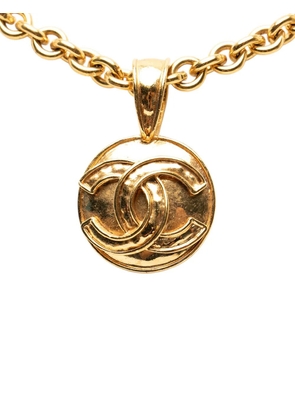 CHANEL Pre-Owned 1994 CC Gold Plated Round Pendant Necklace costume necklace
