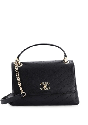 CHANEL Pre-Owned Chevron Chic Top Handle Bag Chevron Calfskin Small satchel - Black