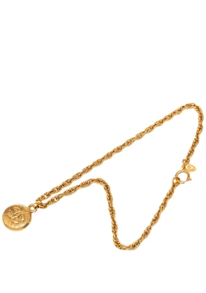 CHANEL Pre-Owned 1970-1980 CC Gold Plated Medallion Pendant Necklace costume necklace