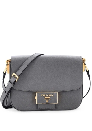 Prada Pre-Owned Embleme Flap Bag Saffiano Leather Small shoulder bag - Grey