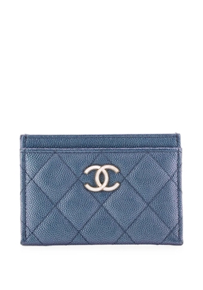 CHANEL Pre-Owned CC Quilted Iridescent Caviar card holder - Blue