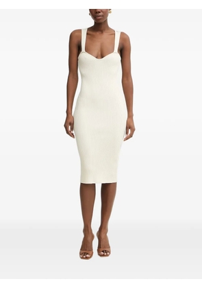 FRACOMINA ribbed-knit sweetheart-neck midi dress - Neutrals