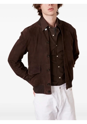 Officine Generale button-up suede bomber jacket - Brown