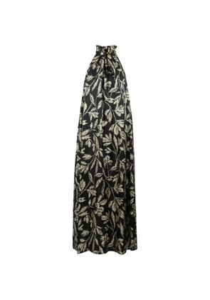 Max Mara leaf-print halterneck gown - Black