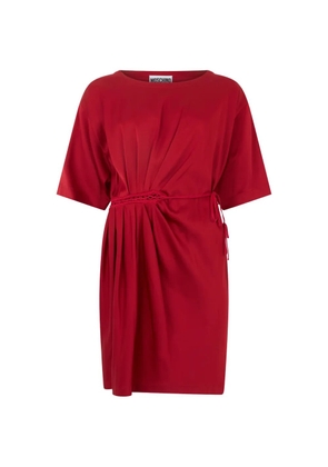 Moschino crochet-trim pleated mini dress - Red