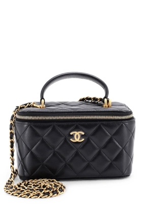 CHANEL Pre-Owned Classic Top Handle Vanity Case with Chain Quilted Lambskin Small crossbody bag - Black