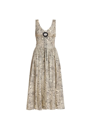 Markarian Penelope floral-print keyhole midi dress - Neutrals