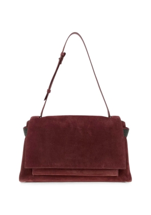 Brunello Cucinelli Monili-embellished suede shoulder bag - Red