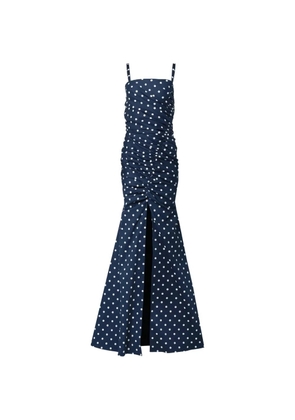 Carolina Herrera polka-dot ruched gown - Blue