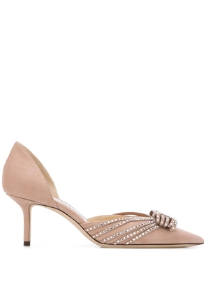Jimmy Choo Kaitence crystal-embellished bow pumps - Neutrals