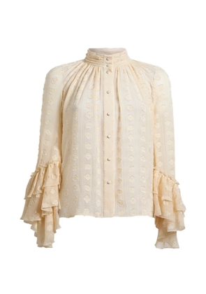 ETRO jacquard shirt with ruffles and fil coupé - Neutrals
