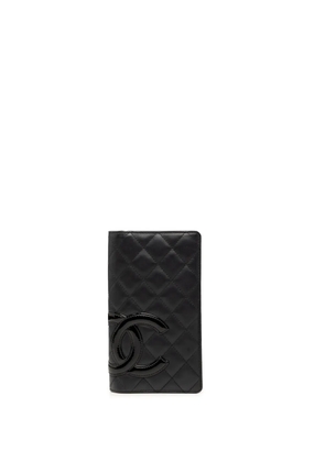 CHANEL Pre-Owned 2012 Quilted Lambskin Cambon Ligne Bifold Wallet long wallets - Black