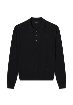 A.P.C. logo-embroidered long-sleeve polo shirt - Black