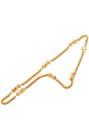 CHANEL Pre-Owned 1970-1980 CC Gold Plated Station Chain Long Necklace costume necklace