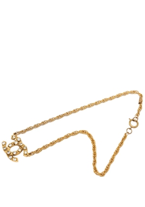 CHANEL Pre-Owned 1970-1980 CC Gold Plated Strass Pendant Necklace costume necklace