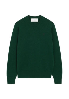 AMI Paris crewneck wool sweater with Ami de Coeur - Green