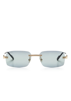 Cartier Eyewear logo-plaque rectangle-frame sunglasses - Gold