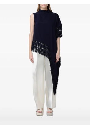 BOSS fringe-trim asymmetric top - Blue