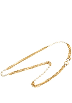 CHANEL Pre-Owned 1982 CC Gold Plated Faux Pearl Double Strand Necklace costume necklace