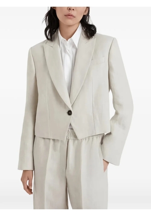 Brunello Cucinelli single-breasted cropped blazer - Neutrals