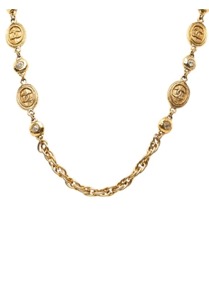 CHANEL Pre-Owned 1970-1980 CC Gold Plated Strass Medallions Pendant Necklace costume necklace