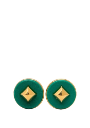 Hermès Pre-Owned 20th Century Gold Plated and Leather Medor Round Clip on Earrings costume earrings