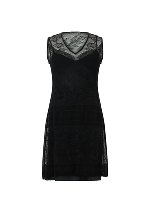 Alberta Ferretti lace-panel sleeveless mini dress - Black