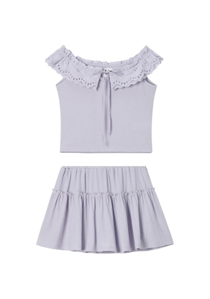 b+ab broderie-anglaise tiered skirt set - Purple