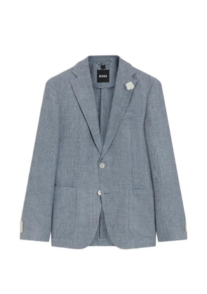 BOSS single-breasted lapel-flower blazer - Blue