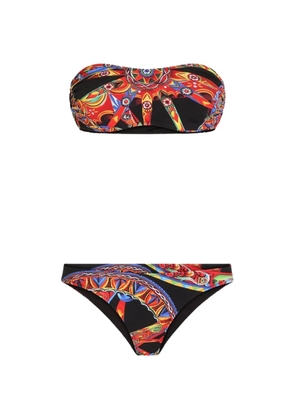 Dolce & Gabbana Carretto-print bandeau bikini - Black