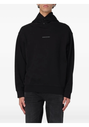 Emporio Armani logo-print press-stud hoodie - Black