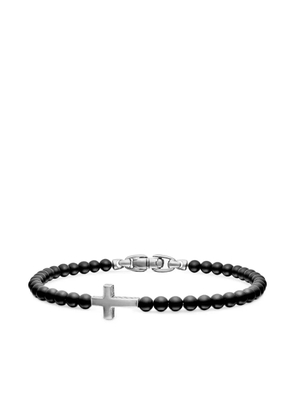 David Yurman sterling silver Spiritual Beads Cross Station bracelet (4mm) - Black