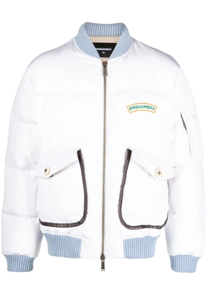 DSQUARED2 logo-print puffer bomber jacket - White