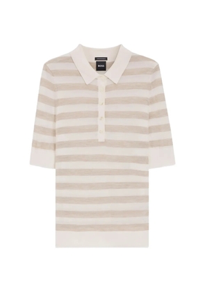 BOSS striped-knit polo sweater - Neutrals