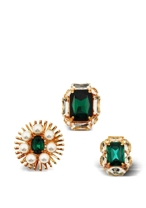 Anton Heunis crystal-embellished faux-pearl brooch (set of three) - Gold